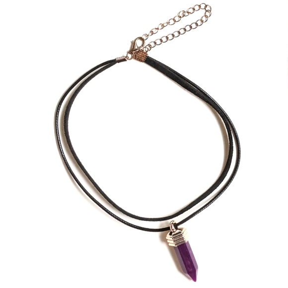 Velvet Choker with purple pendant - Picture 1 of 8